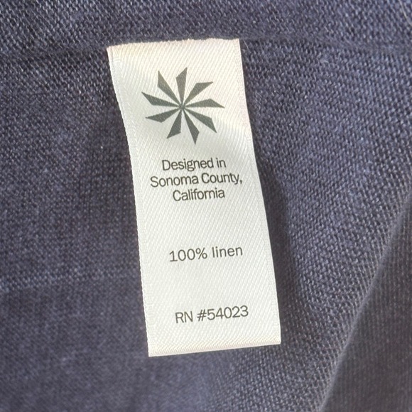 Athleta Top XL Newport Linen Tee Shirt Scoop Neck Pocket Navy Blue Casual Lounge - Picture 4 of 9